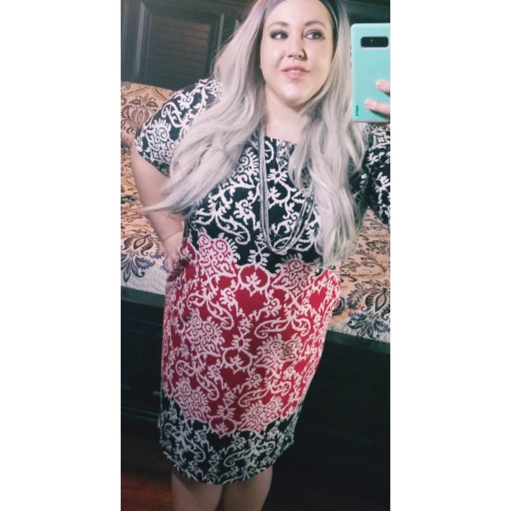 Cato chic black white and red midi dress